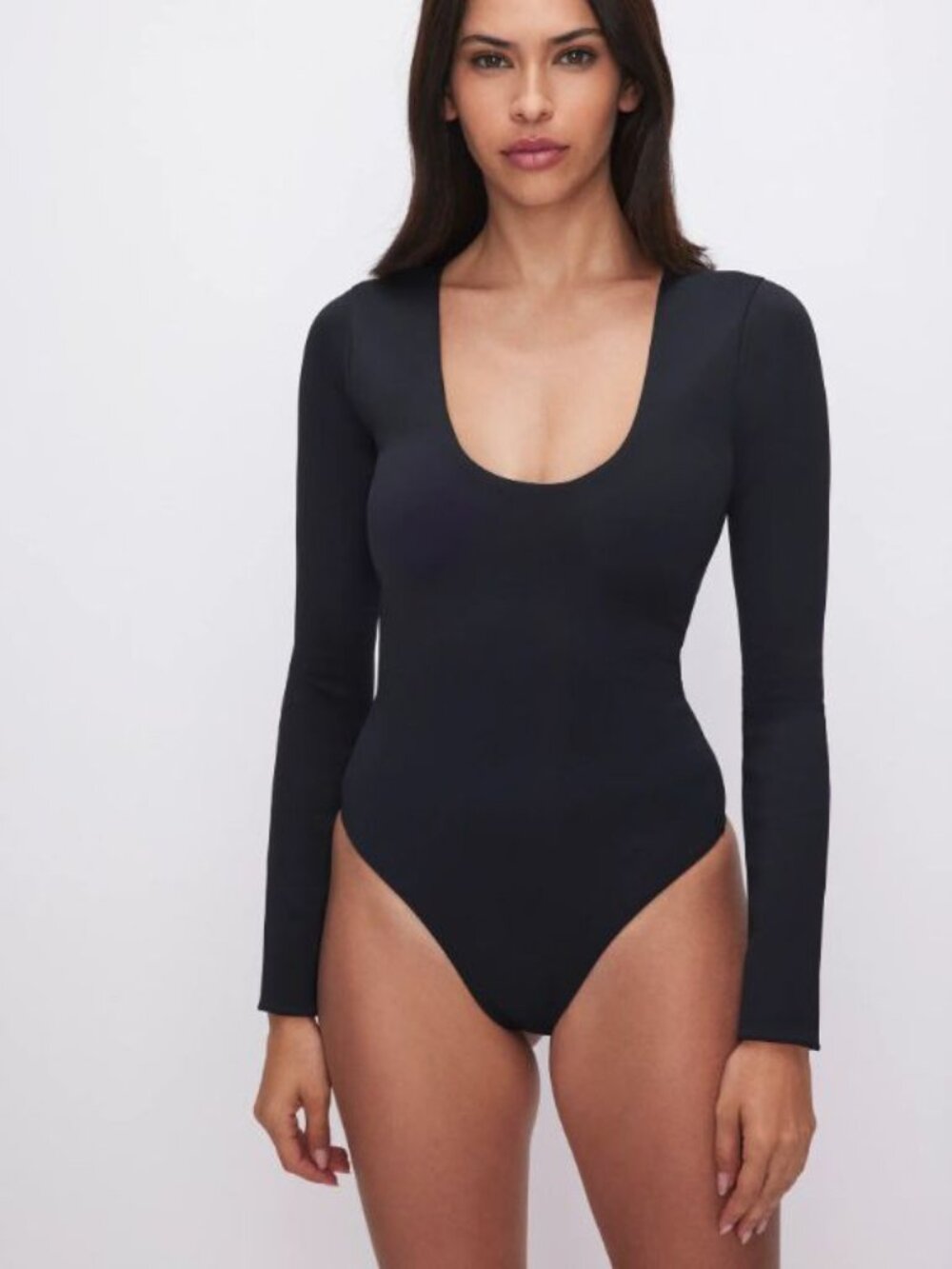 Good American Womens Sculpting Scoop Neck Bodysuit in Black Size M